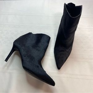 Zara Pointed Toe Pony Hair ankle booties